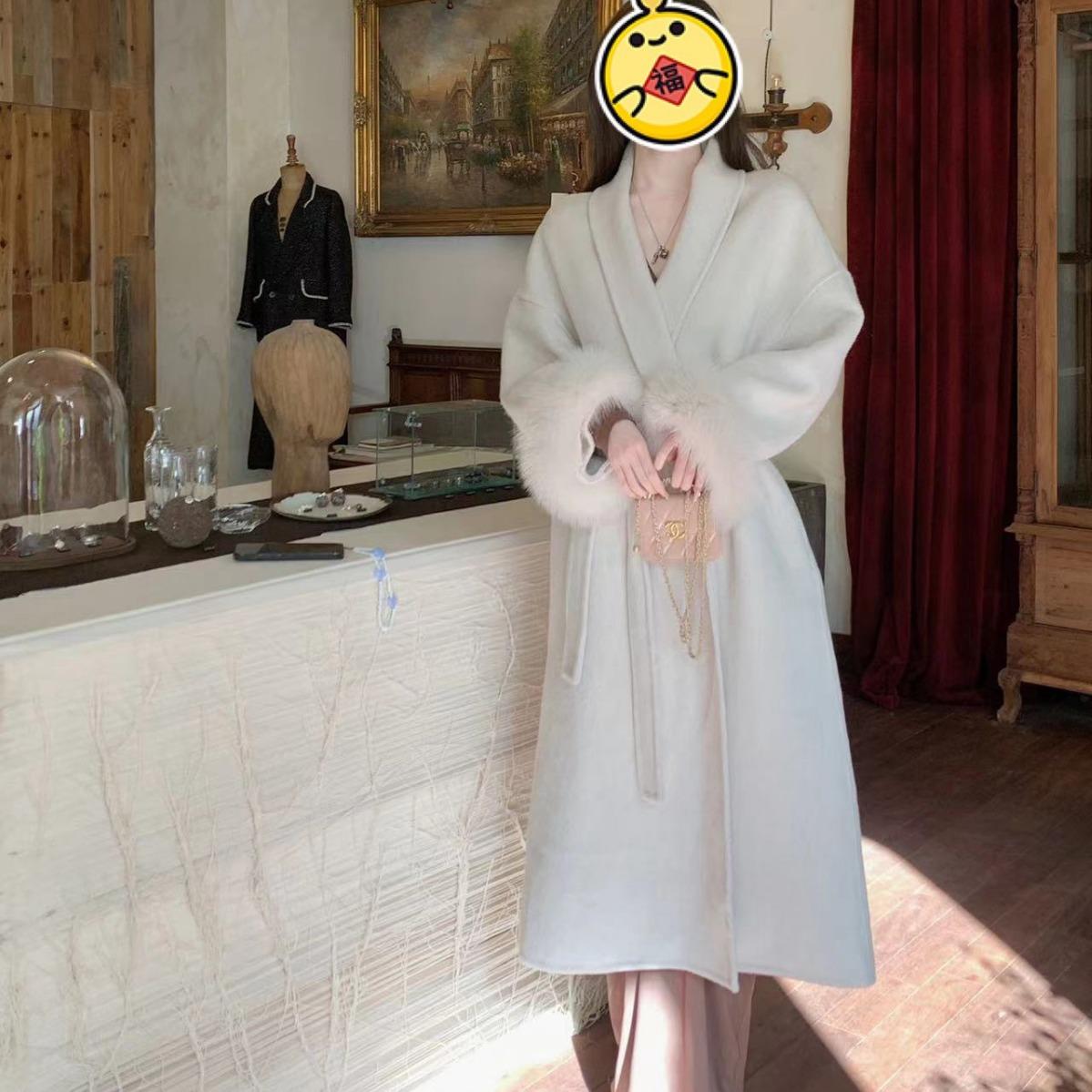 

Новое двухстороннее шерстяное пальто длинное корейское свободное повседневное шерстяное пальто M