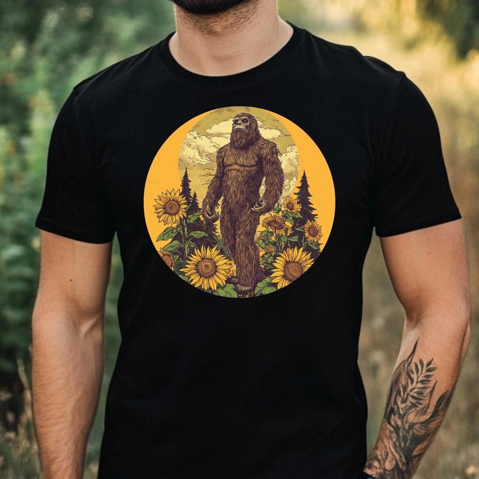 T-Shirt Herren Bigfoot mit Sonnenblume Motiv Baumwolle Größe XS bis 5XL S