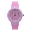 Band Fashion Woman Analog Silicone Quartz Round Wrist Watch Rhinestone Quartz Watch