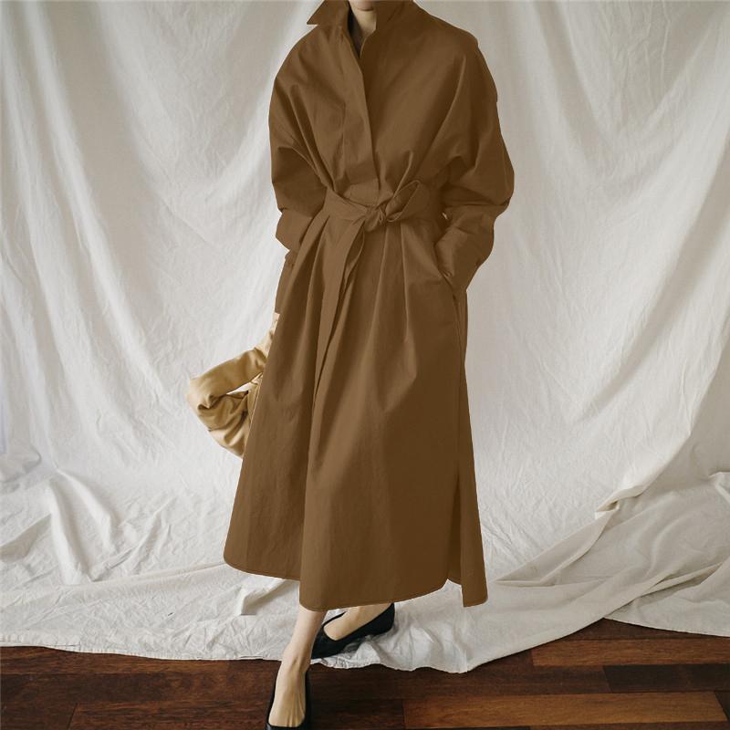 

ZANZEA Женское повседневное платье-рубашка с отложным воротником и длинными рукавами 5XL