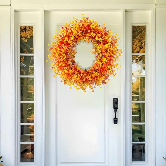 Artificial Flower Wreath for Front Door Rustic Floral Wreath Decoration for Fall Autumn Farmhouse Porch Patio Garden Wall Indoor Outdoor Decor