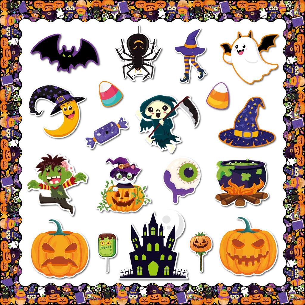 Autumn paper card leaf squirrel pumpkin Happy Fall background wall bulletin board decoration Thanksgiving wall stickers