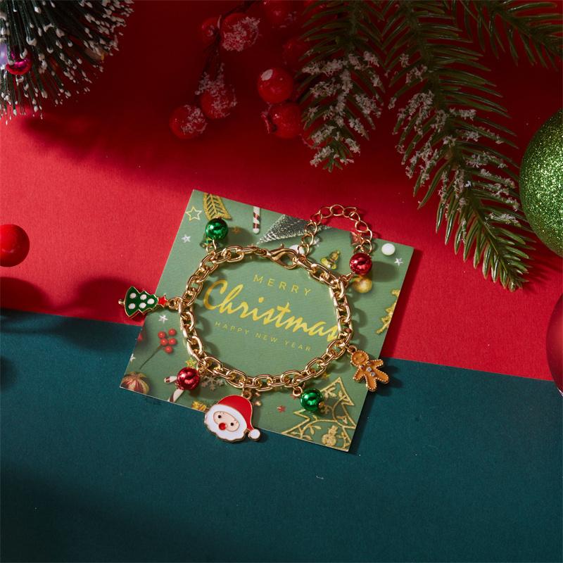 Christmas Tree Santa Claus Cookie Shaped Multi Pendant Bracelets for Women Trendy New Year Festival Party Jewelry Accessories