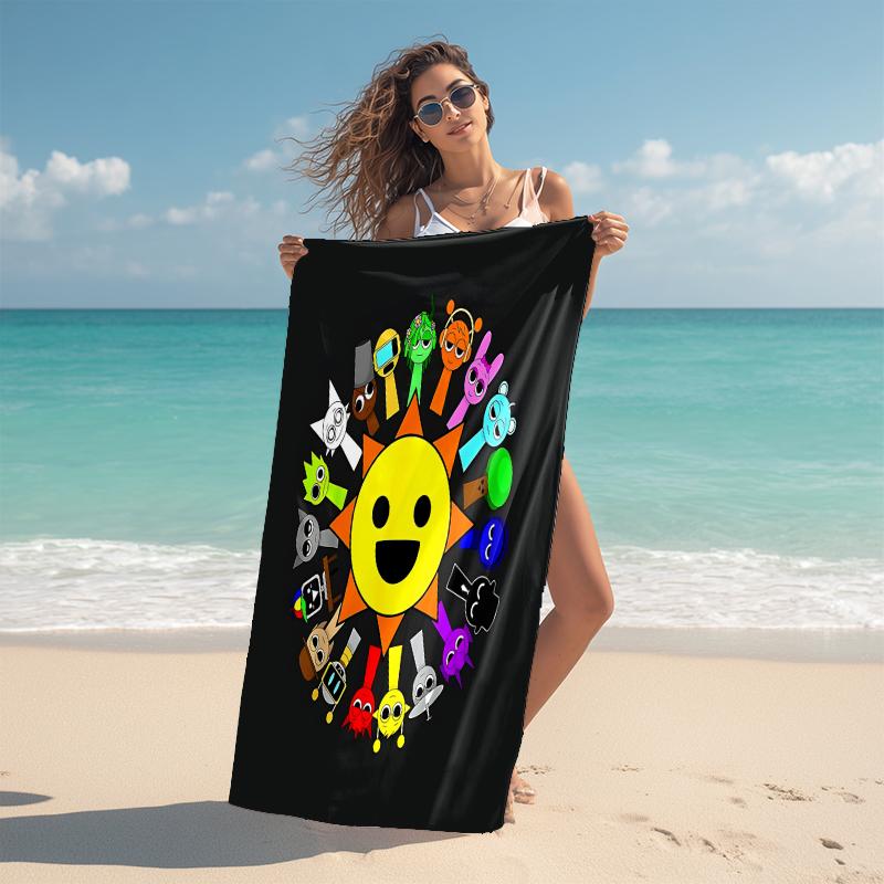 1Pc Colorful Sprunki Characters Beach Towel Microfiber Beach Towel Thin Absorbent For Beach Swimming Yoga Bath Sports 0917293