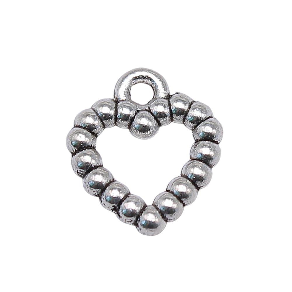 

20шт Сердце Шармы Шармы Античное серебро Цвет Цинковый сплав 13X12mm