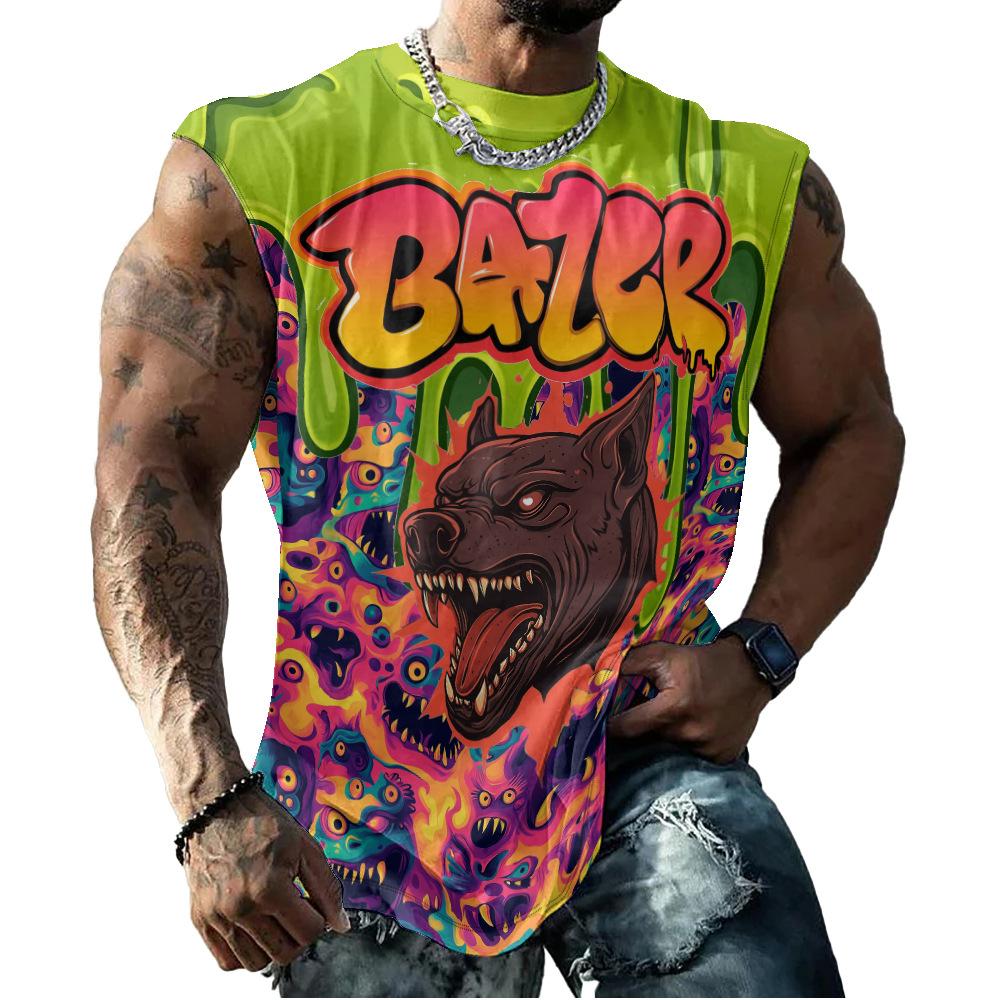 

Весенне-летняя безрукавка для мужчин с 3D цифровой печатью, креативным узором, приталенная, для спортивной майки 6XL