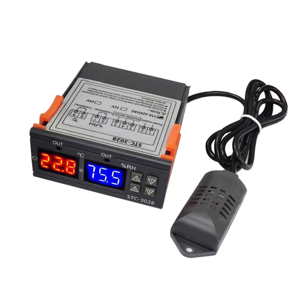 Temperature Humidity Controller - Digital LED Display Multifunction Hygrometer for Refrigerator