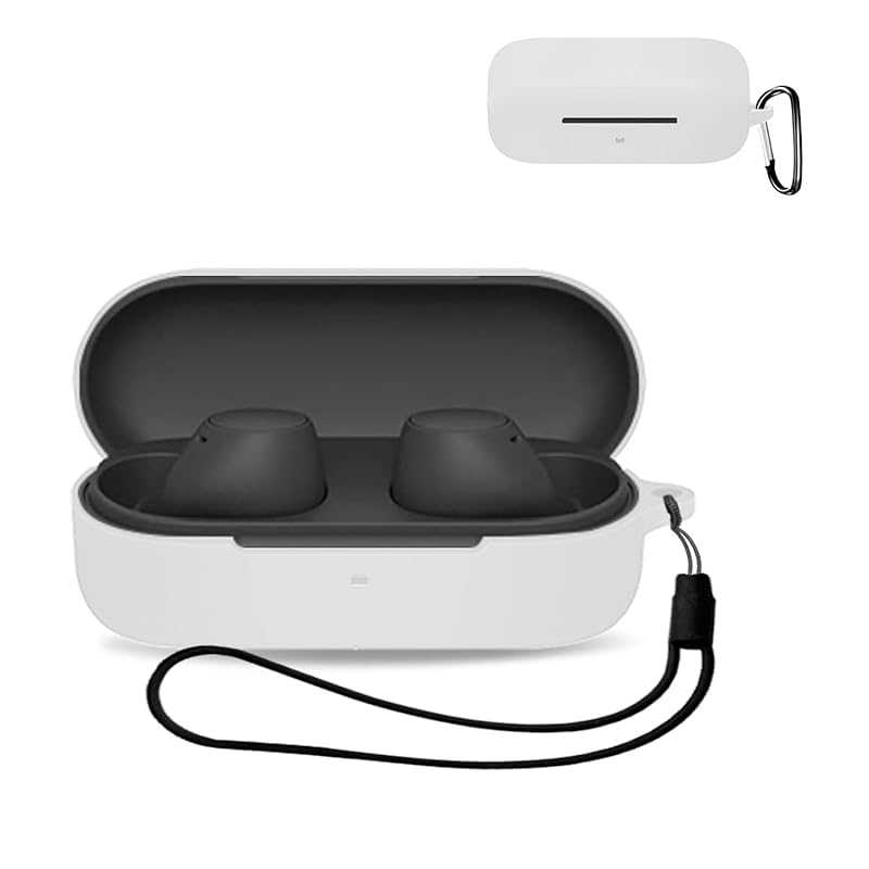 

For sony WF-C510 for case cover [KONXISA] Wireless earphones silicon material easy to wear Shockproof waterproof dustproof Washable (with carabiner +