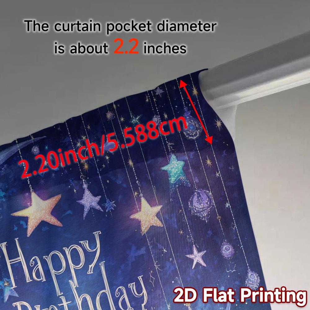 2pcs, 2D FLAT PRINTING Curtains (Without Rod) Cosmic Birthday Modern Modern Curtain 100% Polyester Curtains Decorations For Home
