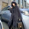 Autumn and winter imitation fur coat Rex rabbit hair thickened hooded long loose casual plush jacket large size men's and women's models
