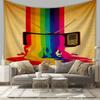 Painted Retro TV Patterns Digital Printing Polyester Wall Tapestry Suitable for Use In Living Rooms Bedrooms Offices Bars Party