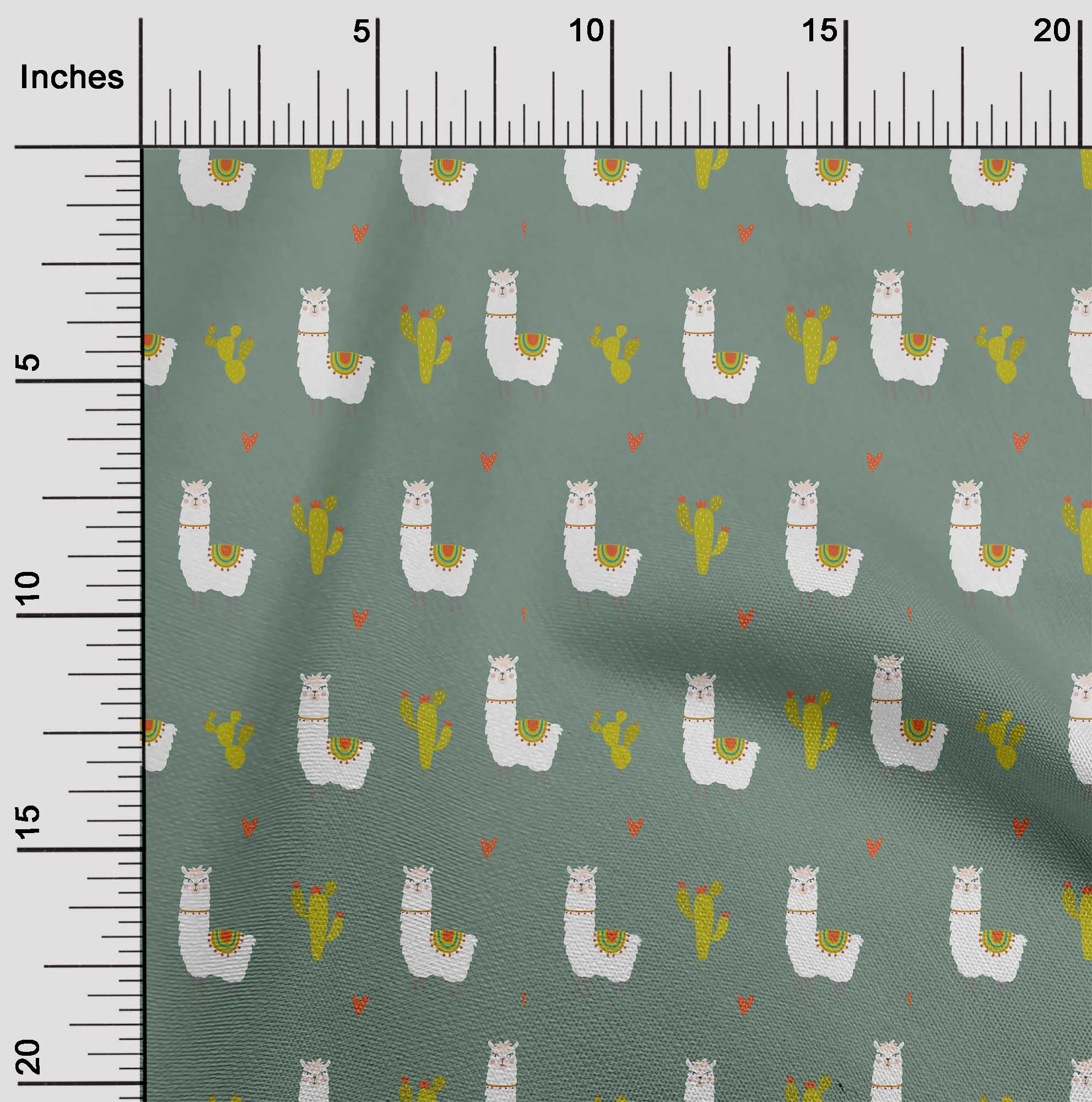 

OneOone Cotton Flex Темно-зелена тканина Cactus & Sheep Craft Projects Decor Fabric Printed By The Yard 40 дюймів 42 Inch Wide - Viscose Chiffon зелений