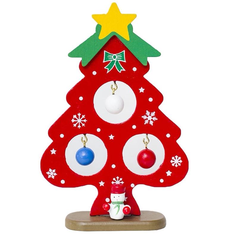 

Мини Рождественская елка Декор для рабочего стола Рождественский деревянный орнамент Настольная карта Праздничная атмосфера Декор красный