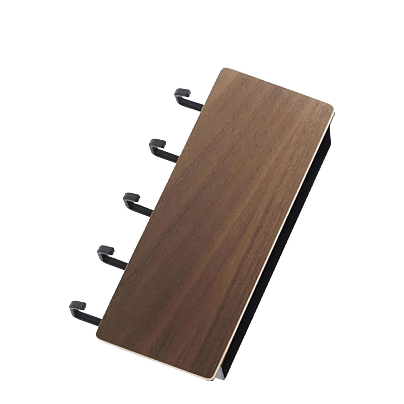 

Деревянный держатель для ключей, органайзер для почты, 5 крючков, настенный держатель для ключей без сверления, полка для хранения, цвет дерева грецкого ореха