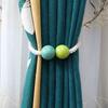 Hole-free Curtain Straps, Decorative Wooden Bead Magnetic Buckles, Creative Wooden Macaron Curtain Magnet Buckle Straps
