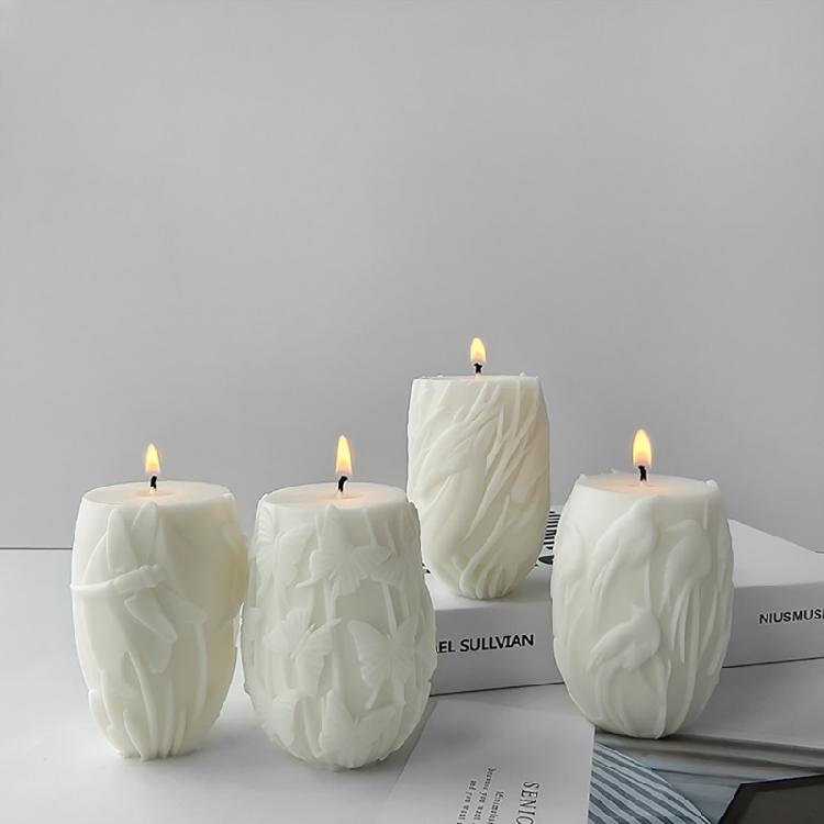 Silicone Molds for Relief Cylinder Scented Candle Sculptures Moulds Practical Silicone Molds for Scented Candle