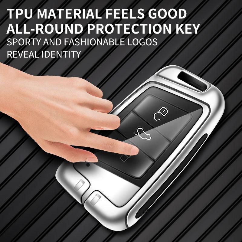 AAAJC1 Zinc Alloy Car Remote Control Key Case Cover Holder Shell Fob for Skoda Kodiaq Protection Key Chain Buckle Keyless Accessories