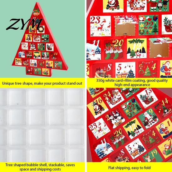 Holiday Gift Packaging Supplies Christmas Tree Advent Calendar Box, DIY Surprising Shaped Paper Hole Punch Party Favor Storage Box Fillable Countdown