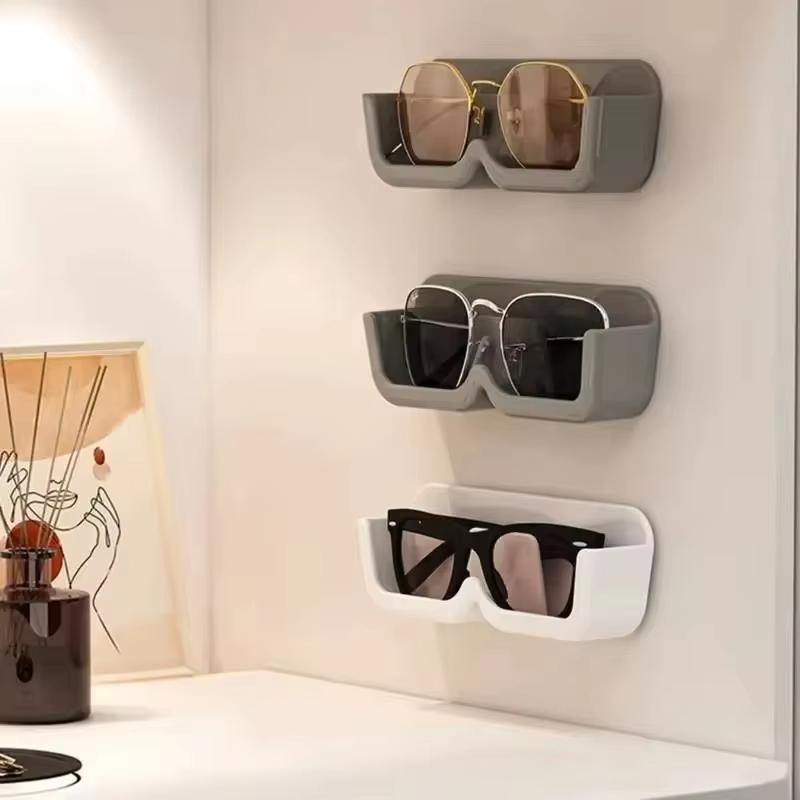 1/2/3PCSWall Mounted Glasses Storage Box Punch-free Self-adhesive Glass Display Cabinet Glasses Storage Box Sunglasses Organizer