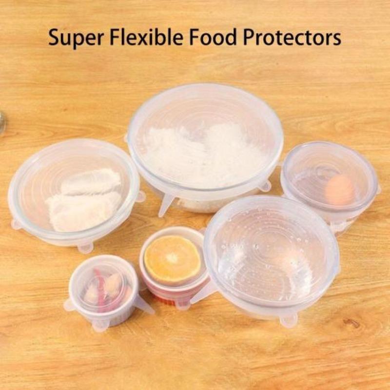 6Pcs Silicone Food Covers Bowl Lids Kitchen Gadgets Strong Stability Dust-proof Fresh-keeping Food Grade Multifunction Flexible