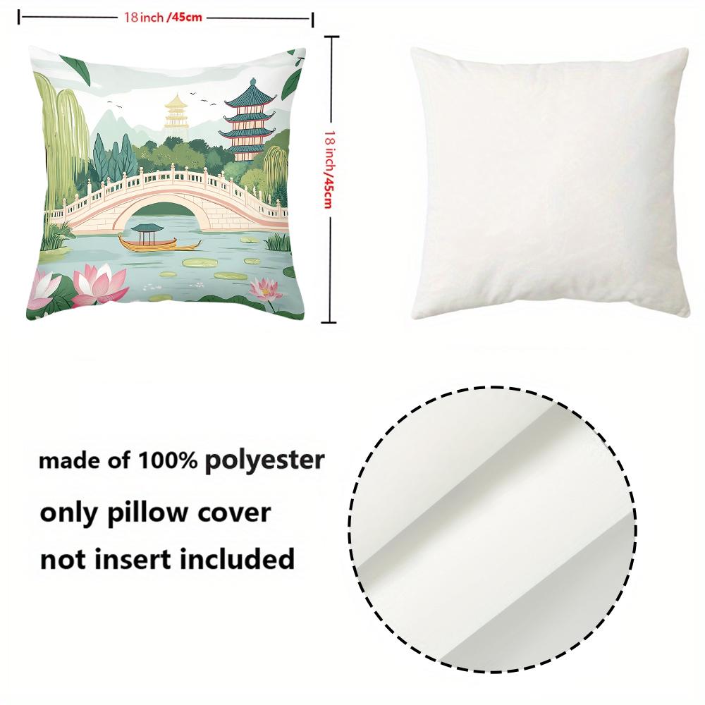 Chinese Style Landscape Printed Decorative Throw Pillows Polyester pillowcase, sofa decorative cushion cov Headboard Pillow