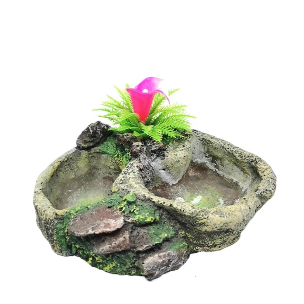 Artificial Turtle Dish Creative Pets Feeding Plate Fish Tank Ornaments Reptile Food Bowl  Lizard