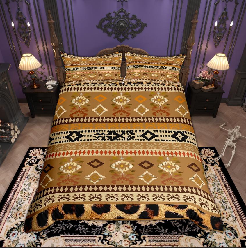 Homewish Bohemian Aztec Duvet Cover Set 2pcs/3pcs, Western Tribal Bedding, Hippie Boho Geometry Quilt Cover Set