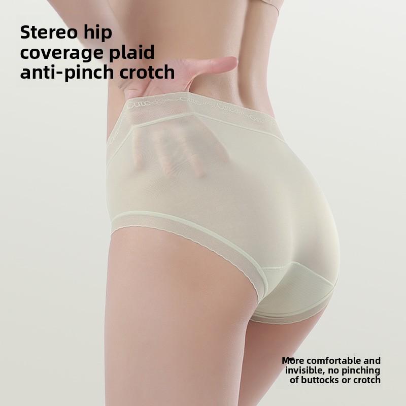 Lady Plus Size Summer Light Camellia 10A Antibacterial Ice Silk Breathable Quick Drying Briefs
