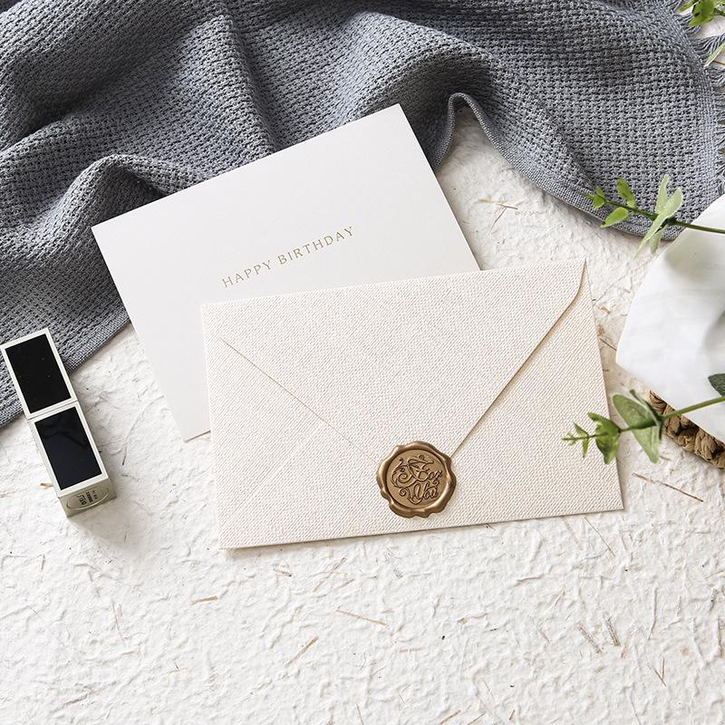 Ręcznie pisana kartka z teksturą juty na każdą okazję: Urodziny, Podziękowania, Nauczyciel, Dzień Matki z pieczęcią woskową