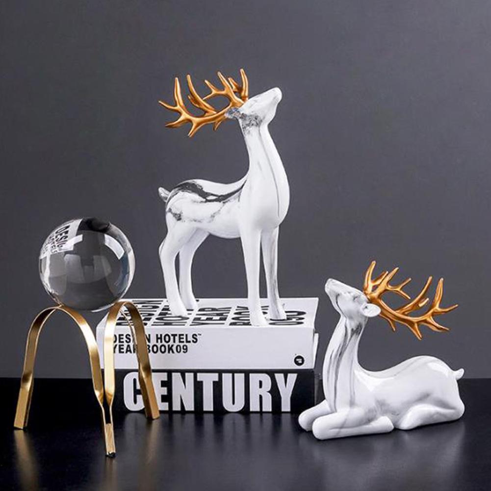 1Pair Resin Deer Oranment Decoration For Living Room Bedroom Wine Cabinet Porch Decoration Resin Crafts