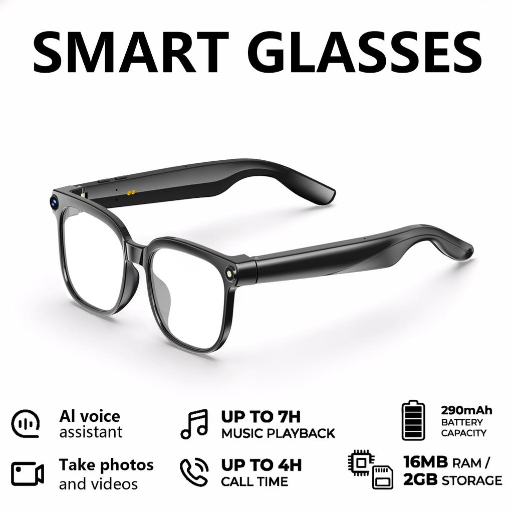 2026 4K HD AI Smart Glasses Chat GPT 800MP Camera Recording WIFI Transnision Bluetooth Call 260Mah Voice Assistant Smart Glasses Real-time Translation