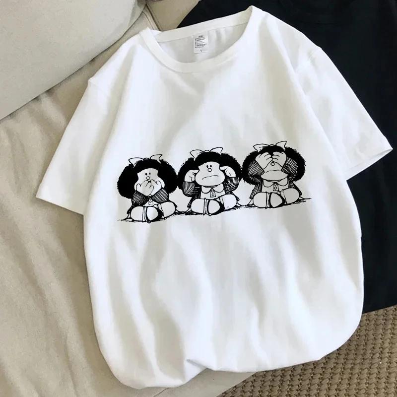 

Харадзюку Веселая Мультяшная Мафальда Каваий Принт Футболка Летняя Хлопковая Футболка Модный Тренд Топ Харадзюку Хлопок Уличная Одежда XL