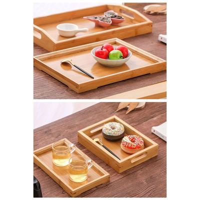 Retro Rectangular Storage Tray Bamboo Household Tea Tray Solid Wood Water Cup Plate Dried Fruit