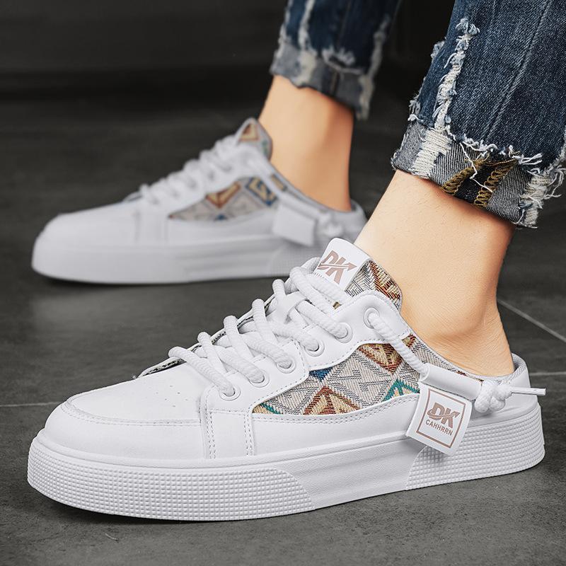 

Парусиновые туфли мужские дышащие повседневные спортивные кроссовки с сетчатым эффектом Lazy One Pedal Heel Half Drag Tide Shoes 44