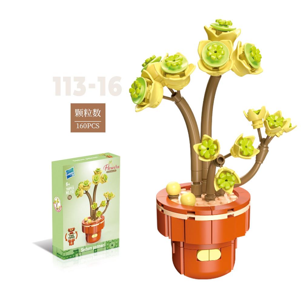 Flower Potted Plant Succulents Building Blocks Ornaments Models Home Decoration Flower Bouquet MOC Bricks Assembly Toy Kids Gift