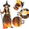 [mxcgzl] Kids' Halloween Witch Costume with Broom for Girls, Cute and Popular Costume for Cultural Festivals, School Festivals, and Events, Yellow