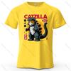 Catzilla Creative Printed Unisexs Tshirt 100 Cotton Oversized Playful Graphic Tees For Unisex Tops Tees Streetwear