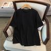 2026 Summer Plus Size Women's Solid Color Slimming Short Sleeve Top - Round Neck, Loose Fit