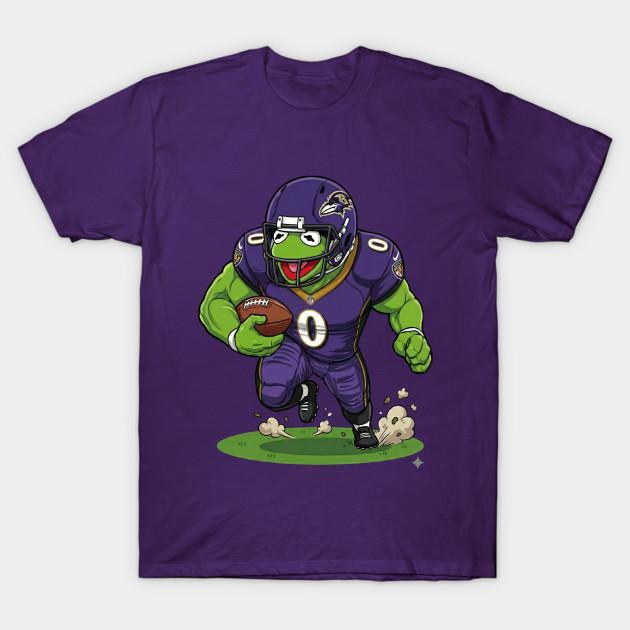

Men Black Print T-shirt Baltimore Ravens Kermit The Frog Player Funny Football Lovers Gifts No-Cut Transfer Paper Print Cotton Tshirt 4XL фіолетовий