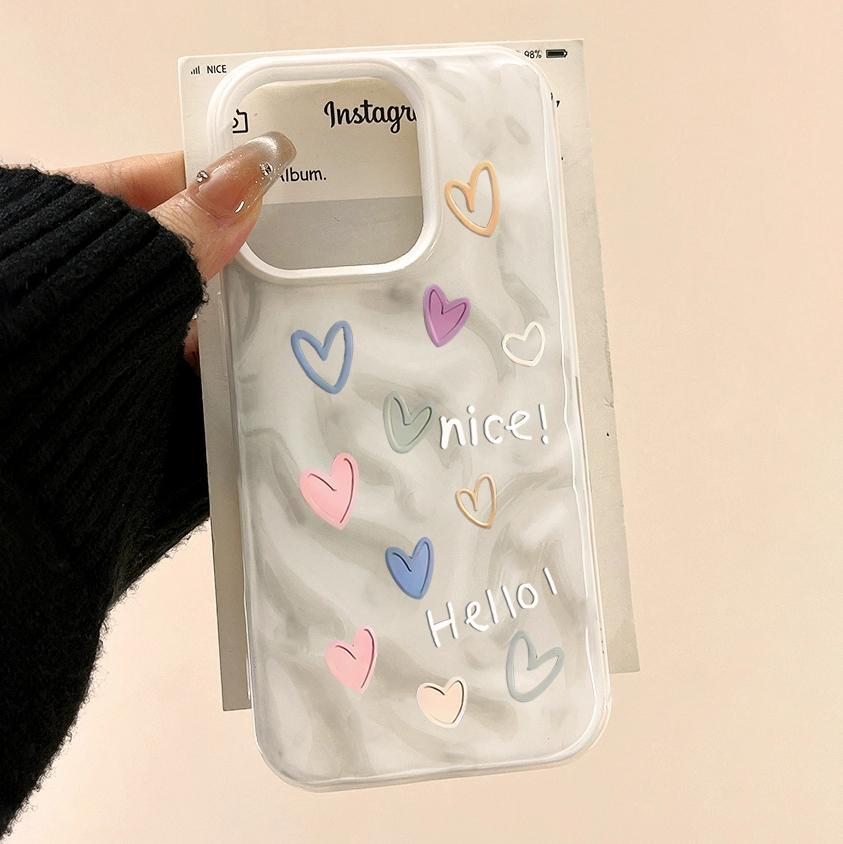 Liebesherz-Muster Handyhülle Für IPhone 17 16 15 14 13 Pro Max 11 12 Pro Plus Schutzhülle INS Mode Funda Farbe Süßigkeiten Schale