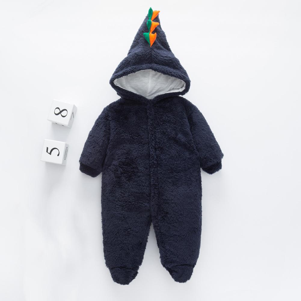 Toddler Baby Plus Velvet Romper Letter Print Cotton Hooded Triangle Jumpsuit Black