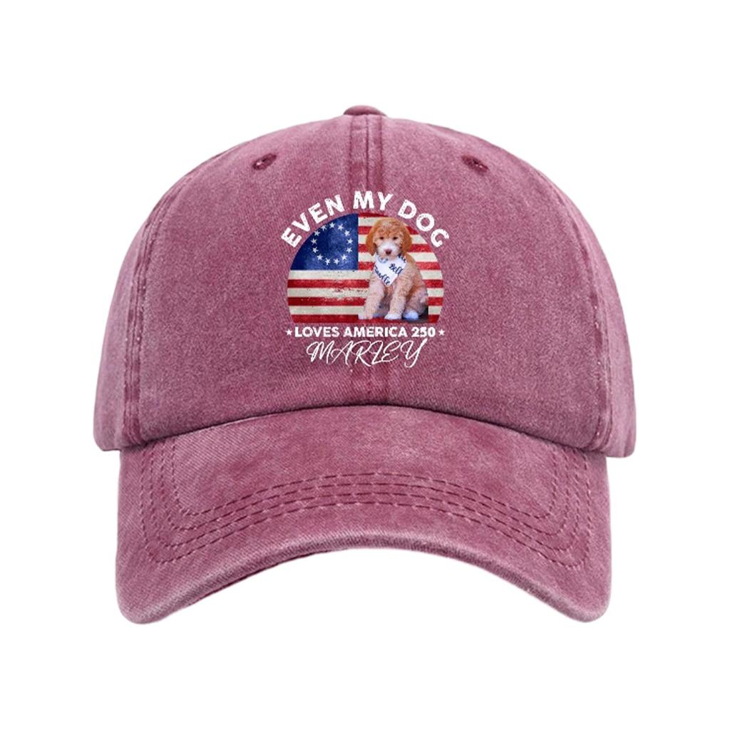 4th of July Decorations Baseball Cap for 250 Anniversary Independence Day Dog Lovers Adjustable Hat American Flag Style