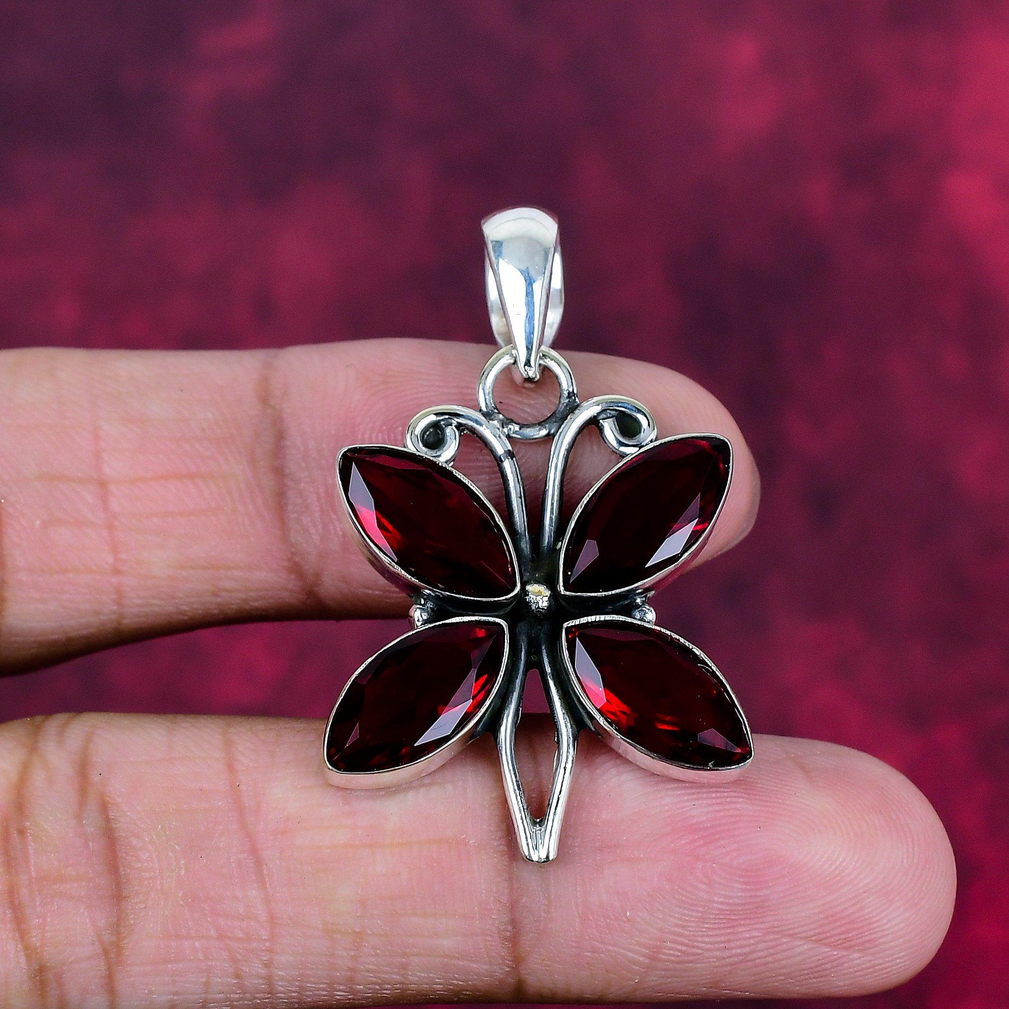 

Ювелирные изделия из красного граната, кулон из цельного серебра 925 пробы, кулон из драгоценных камней ручной работы на День памяти 1.63 Inches красный