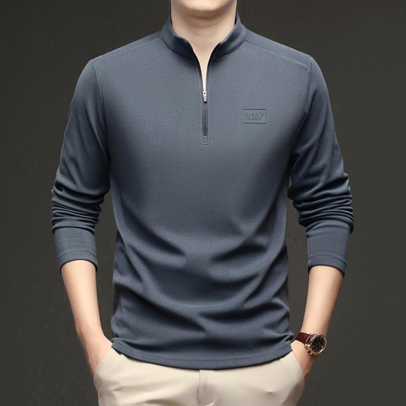 Men Stand Collar Half Zip Long Sleeve Solid Casual Pullover Sweatshirt M