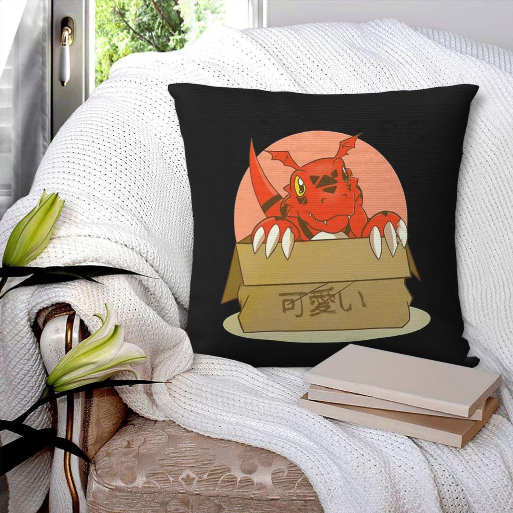 Guilmon In The Box Digimon Classic Square Pillowcase Pillow Cover Cushion Zip Decorative Comfort Throw Pillow for Home Sofa