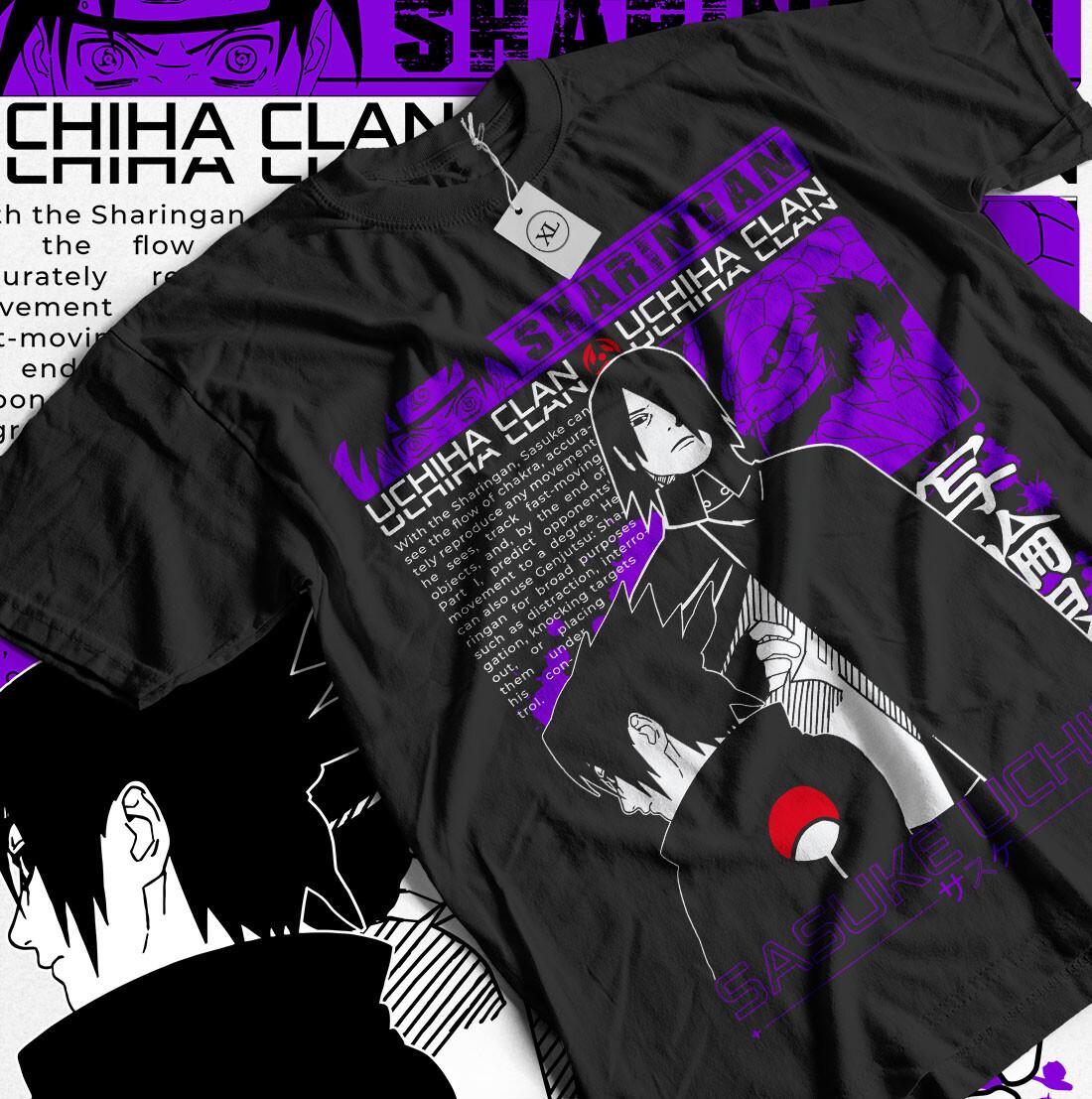 Sasuke Uchiha T-shirt Naruto Jiraya Hinata Itachi Anime Horror Shirt All Size S