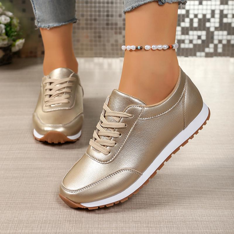 Fashion Fashion Gold Silver Platform Sneakers Women Spring Autumn Lace Up Plus Size Casual Sneakers Woman Comfort Non Slip Sport Shoes