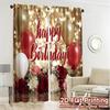 2pcs   2D FLAT PRINTING Curtains (Without Rod) Birthday Bliss(1) Chic Minimalist Curtains Polyester Easy Install Curtains All