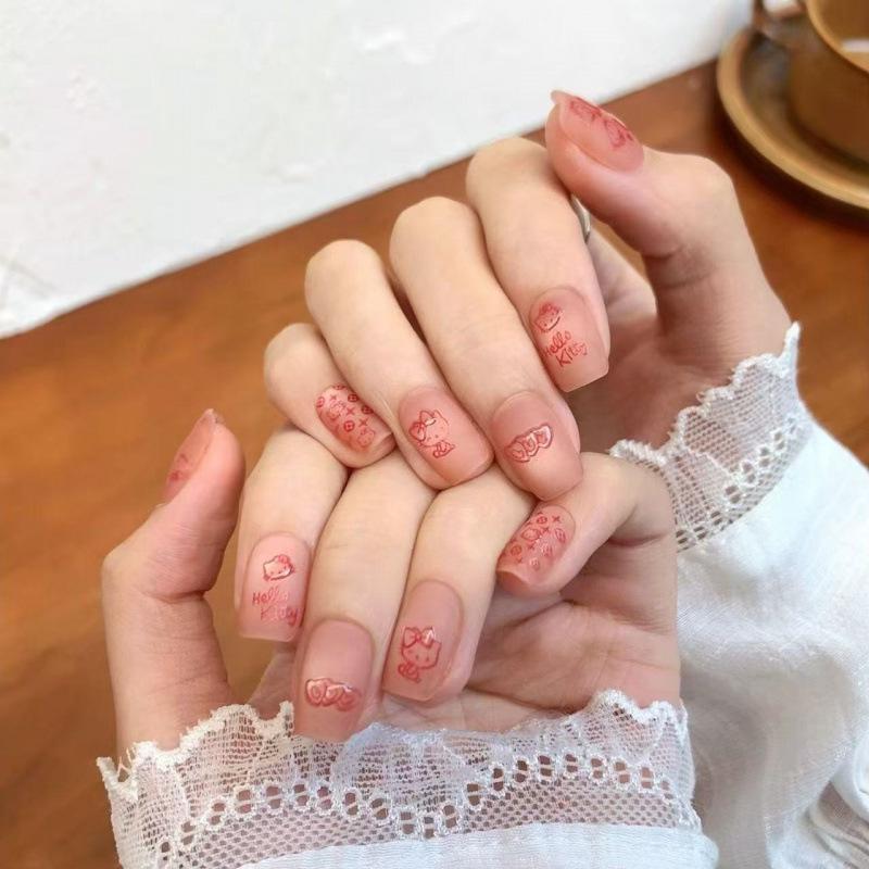 

Matte Powder Cat Eye Nail Art Stickers - Short Square, Handmade and Girly. M (For chubby hands or taller individuals)