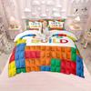 Homewish Ensemble Housse de Couette Briques de Construction Pour Enfants Garçons Filles Jeu de Construction Ensemble Housse de Couette Pois Réversible Literie